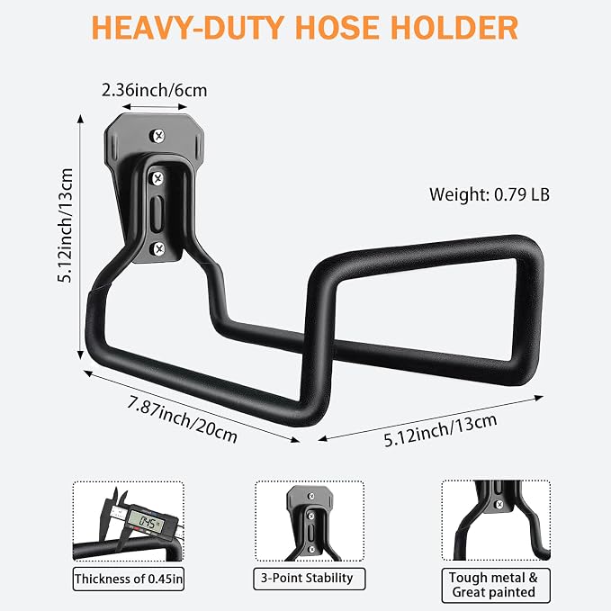Water Hose Holder, 1 Pack Heavy Duty Wall Mount, Metal Hose Reel, Sturdy Hose - Image 3