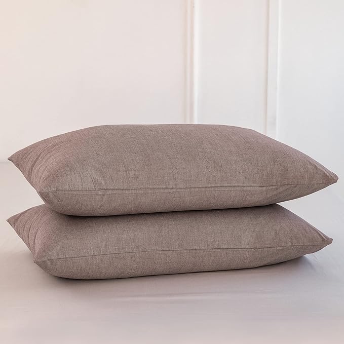 MooMee Bedding Pillowcases Pack of 2 100% Washed Cotton Linen Like Textured by MOOMEE