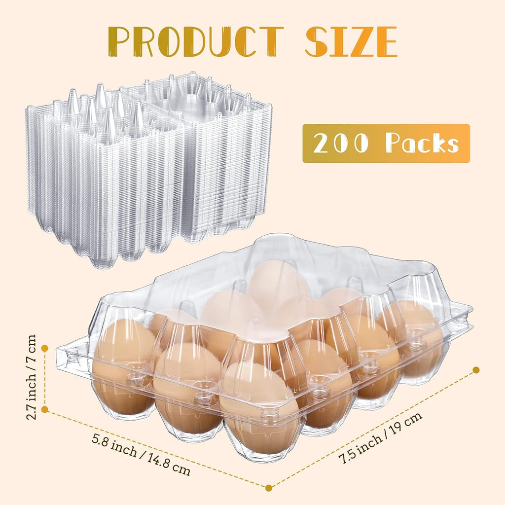 Zubebe 3 x 4 Count 200 Pack Egg Carton Bulk Clear Plastic Empty Egg