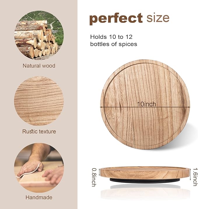 Wood Lazy Susan Organizer Kitchen Turntable - Image 6