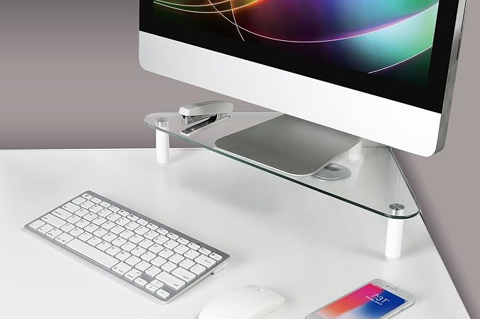 Kantek Glass Corner Monitor Riser, 19.7" x 11" x 3.25", Supports 40 lbs - Image 4