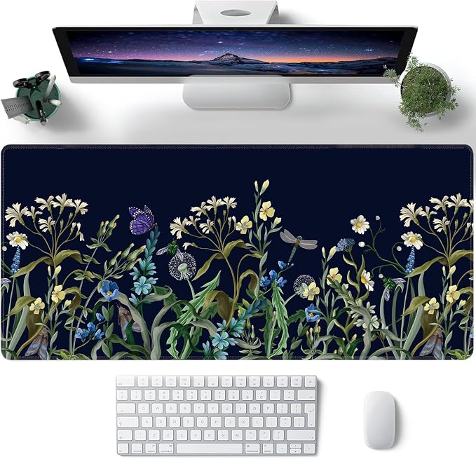 Weeds Flowers Large Mouse Pad, Gaming Keyboard Desk Pad, Extended Mouse Mat - Image 2