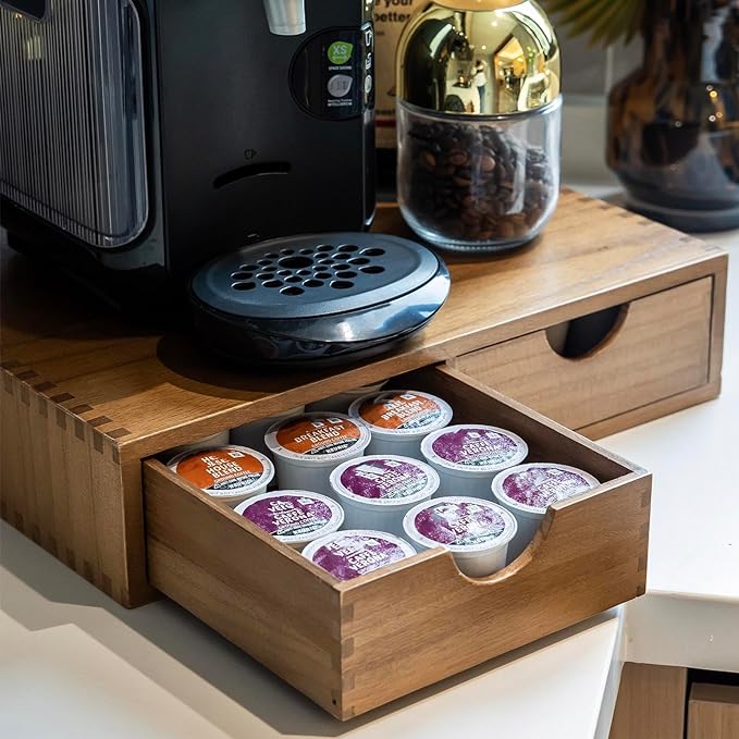 Wooden K Cup Organizer Coffee Pod Storage Box, Coffee Pods and Tea Organizer by FLYIEE