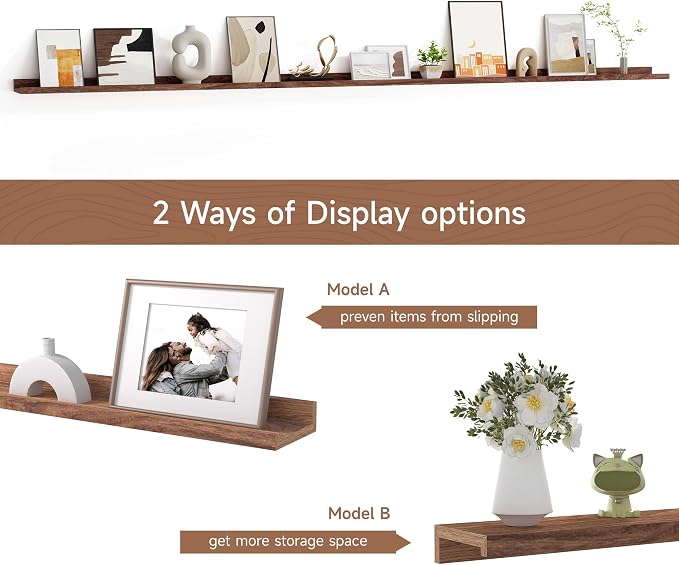 Floating Picture Ledge Shelves for Wall Set of 2, 95 Inches Picture Ledge Shelf - Image 6