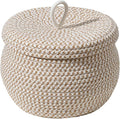 Rope Basket – Straw Woven 21x21x17cm | Round Cotton Rope Storage Basket by Unknown