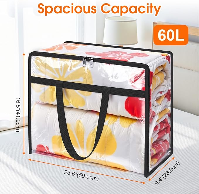 Clear Clothes Storage Bags, 6 Pack Closet Organizers and Under Bed Storage - Image 2