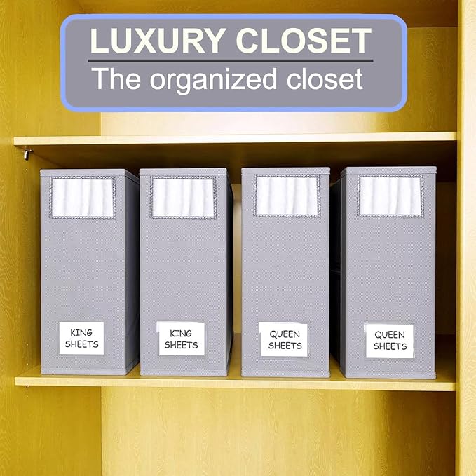 Bed Sheet Organizers and Storage 4 Pack, Foldable Linen Closet Organizer - Image 3