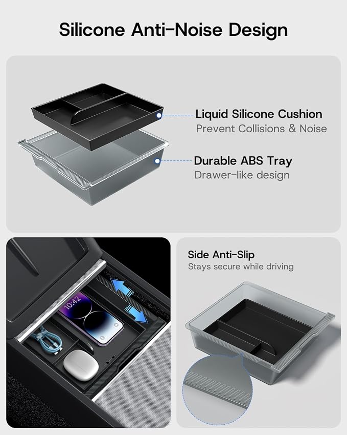 Center Console Organizer Tray for Tesla Model 3 Highland Accessories Hidden - Image 3