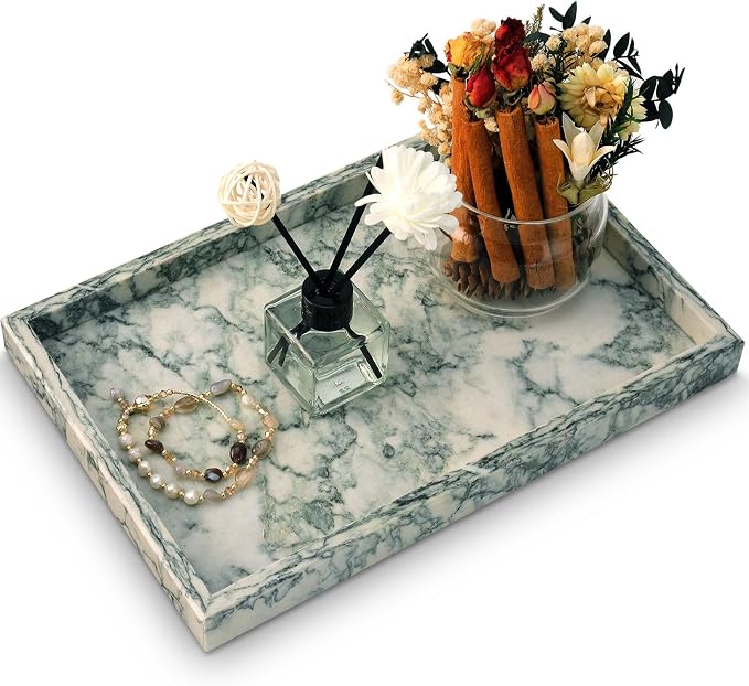 Marble Bathroom Tray, Pure Natural Vanity Tray, Marble Tray by MULWRMarbleTray