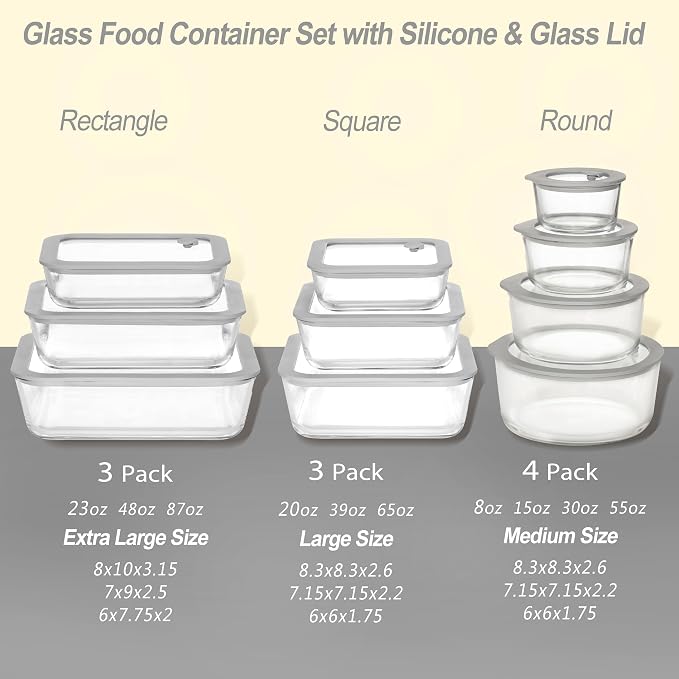 Glass Food Containers with Glass Lid, Microwave Safe Food Storage Container Set - Image 3