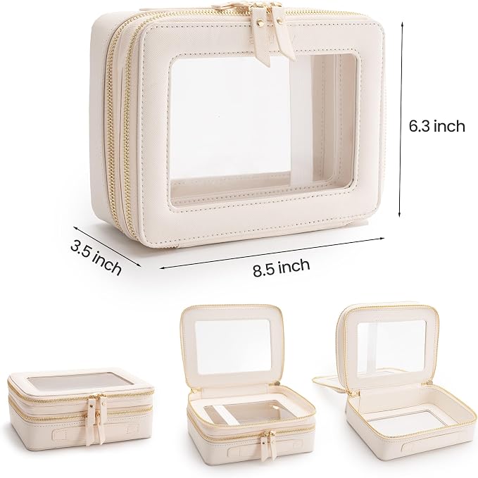 Aveniee Large Clear Makeup Bags, Double Layer Cosmetic Bags - Image 2