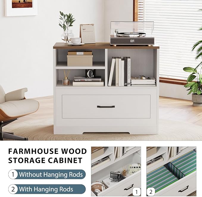 LVB Lateral File Cabinets for Home Office, Wood Filing Cabinet Drawers for - Image 4