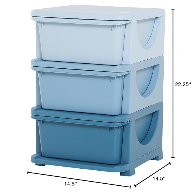 Qaba 3 Tier Kids Storage Unit, 3 Drawer Chest Toy Organizer Plastic Bins - Image 3