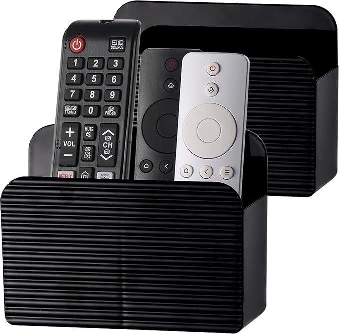 LINFIDITE 2 Pack Adhesive TV Remote Control Holder Wall Mount TV Remote Holder by LINFIDITE