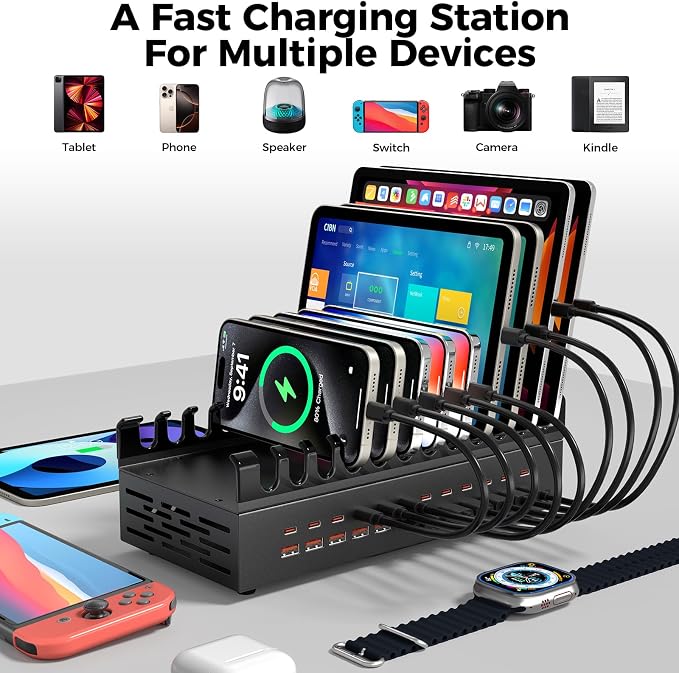 300W USB Charging Station for Multiple Devices, 24 Port USB C Fast Charging - Image 4