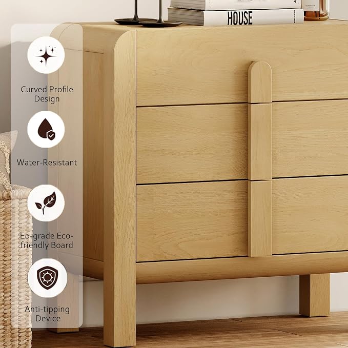 WAMPAT 6 Drawer Dresser for Bedroom, 2 in 1 63" Wide Mid Century Modern Wide - Image 5