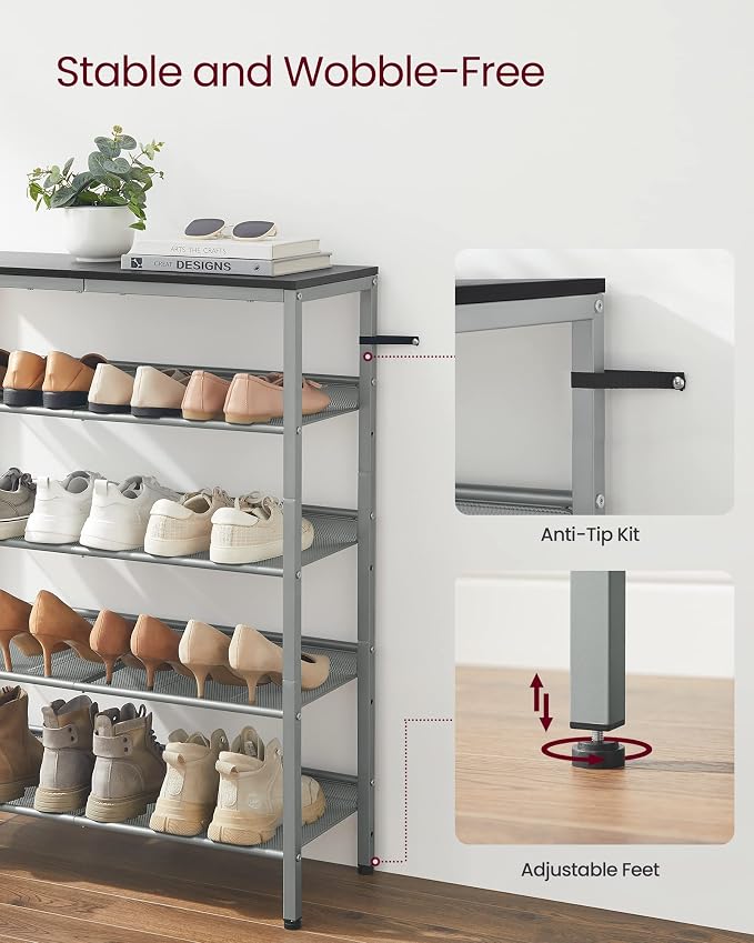 VASAGLE Shoe Rack for Entryway, 5-Tier Shoe Rack Organizer - Image 9