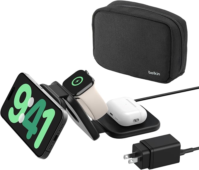 Belkin MagSafe Charger Compatible 3-in-1 Magnetic Charging Travel Pad by Belkin