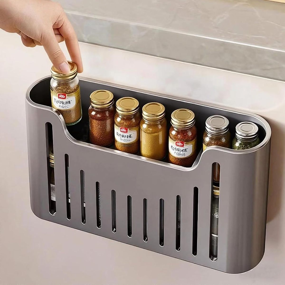 Cabinet door organizer,Aluminum foil organizer,storage box,Grey