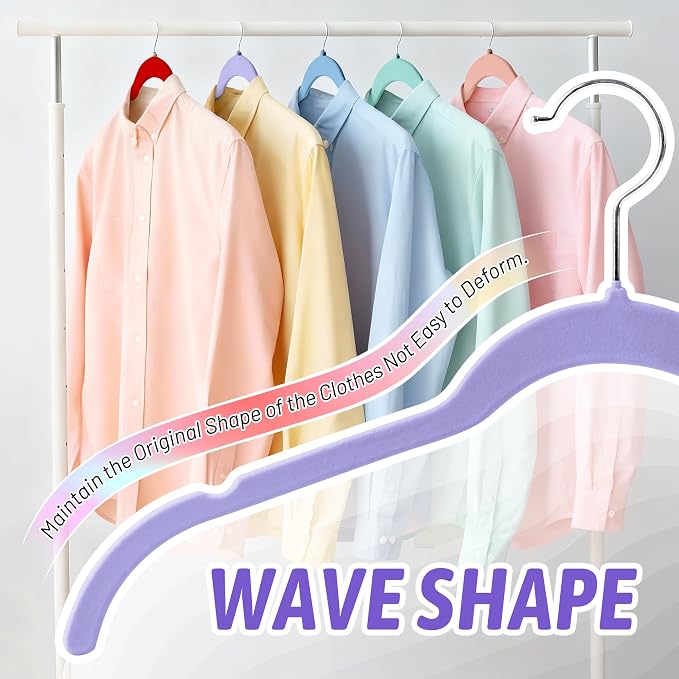30 Pack Velvet Hangers Multicolor Set – Non-Slip Slim Flocked Clothes Hangers - Image 5