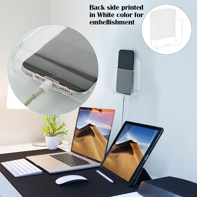 Cosmos Pack of 2 Acrylic Remote Control Holder Adhesive Wall Mount Phone Holder - Image 3