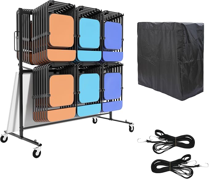 Folding Chair Rack with Wheels, Folding Chair Cart by HIMcup