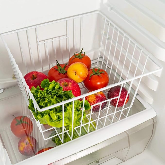 Slideep Freezer Baskets Storage Basket Organizers, Deep Wire Farmhouse Bins - Image 4