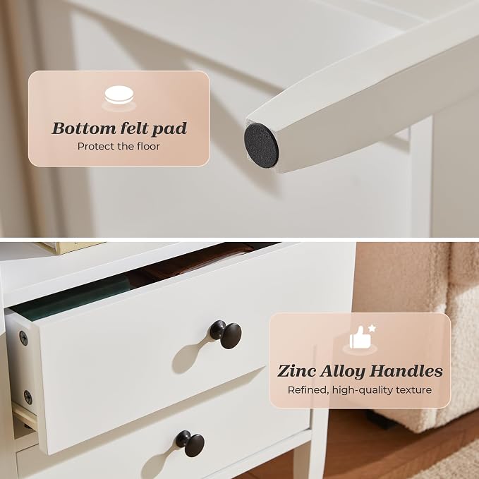 Huuger White Nightstand Set of 2, Night Stand - Image 9
