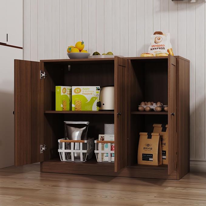 Buffet Cabinet with 3 Door, Kitchen Storage Cabinet with Adjustable Shelf - Image 4