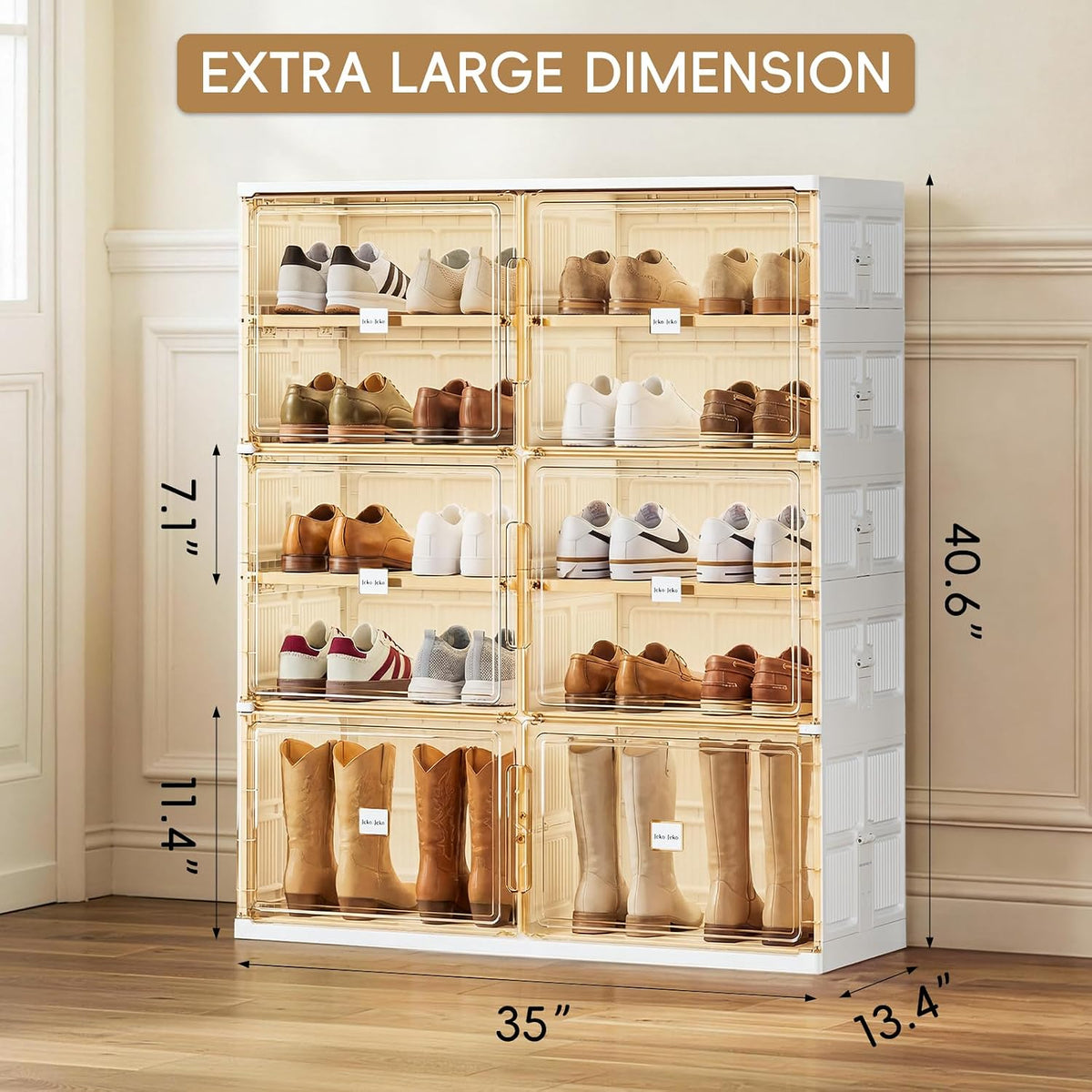JEKO&JEKO 5 Tiers Foldable Boot and Shoe Storage Rack Cabinet for