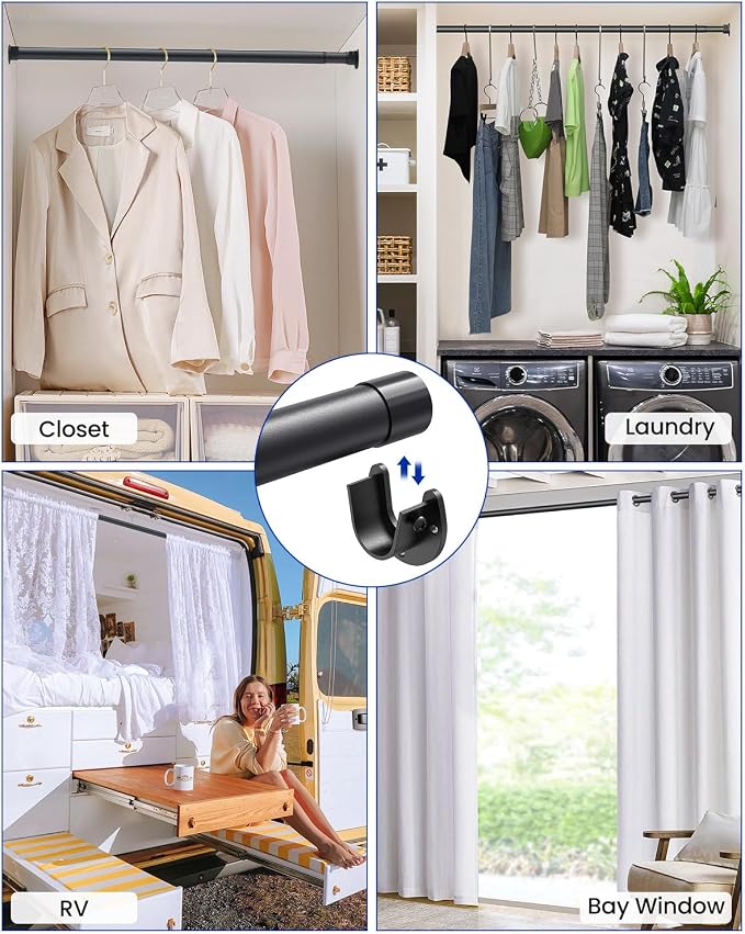 4 PACK Closet Rods for Hanging Clothes, 17 to 39 Inches Stepless Adjustable - Image 5