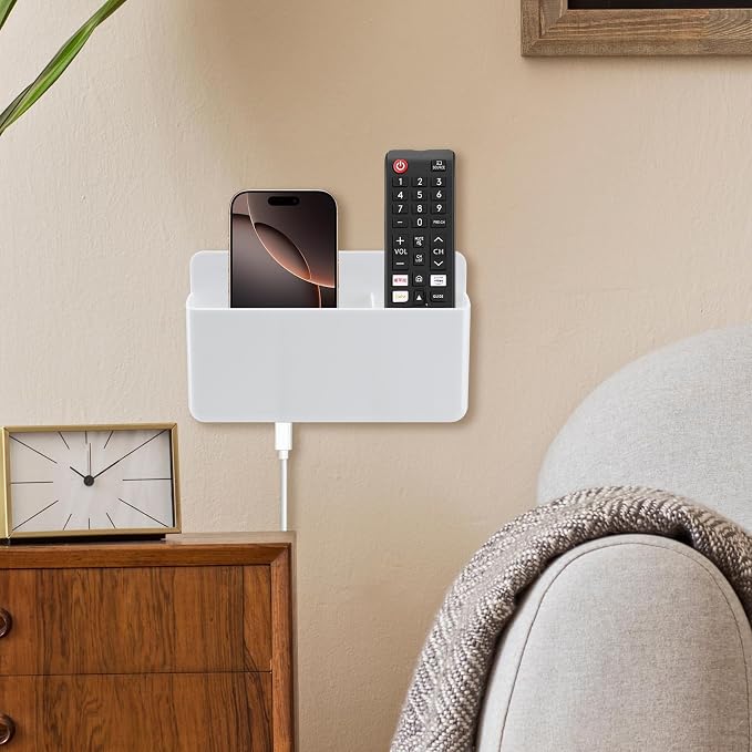 3 Slot Adjustable Remote Control Holder Wall Mount, TV Remote Box Hollow Bottom - Image 4