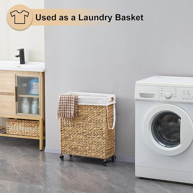 Rolling Laundry Hamper with Wheels, Slim Laundry Basket with Removable Liner - Image 3