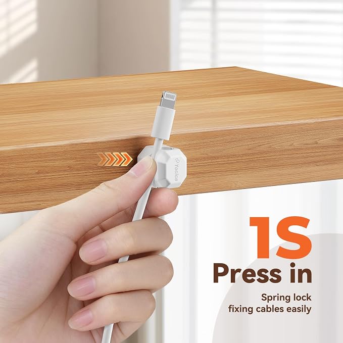 8 Pack Rotatable Cable Clips, Spring Cord Organizer Desk Cable Management Cord - Image 5