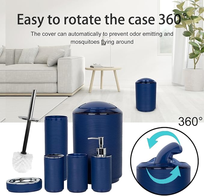 CERBIOR Bathroom Accessories Set 6 Piece Bath Ensemble Includes Soap Dispenser - Image 4