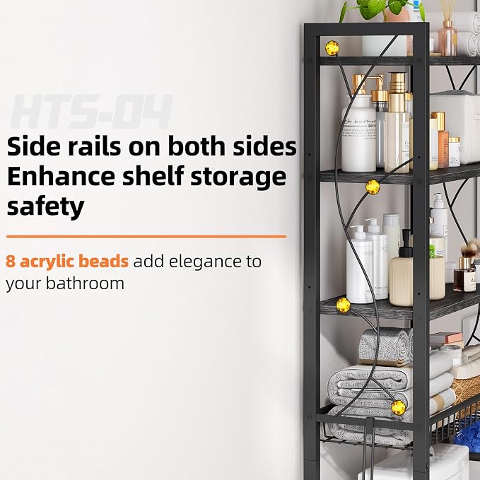 Over-The-Toilet Storage Rack, 4-Tier Bathroom Organizer Shelf Over Toilet - Image 3