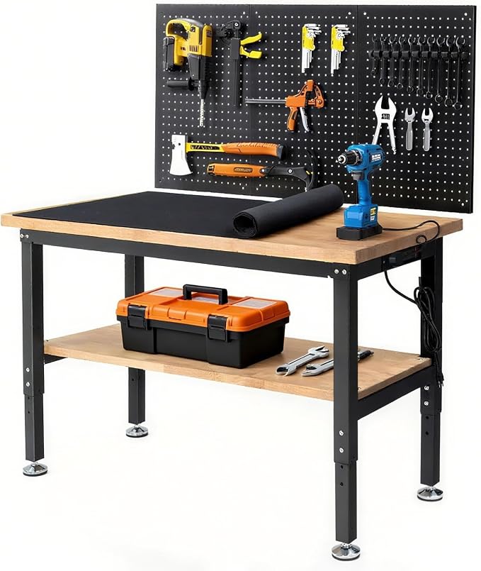 48 Inch Workbench for Garage Adjustable Height Work Bench by ENJOYWOOD