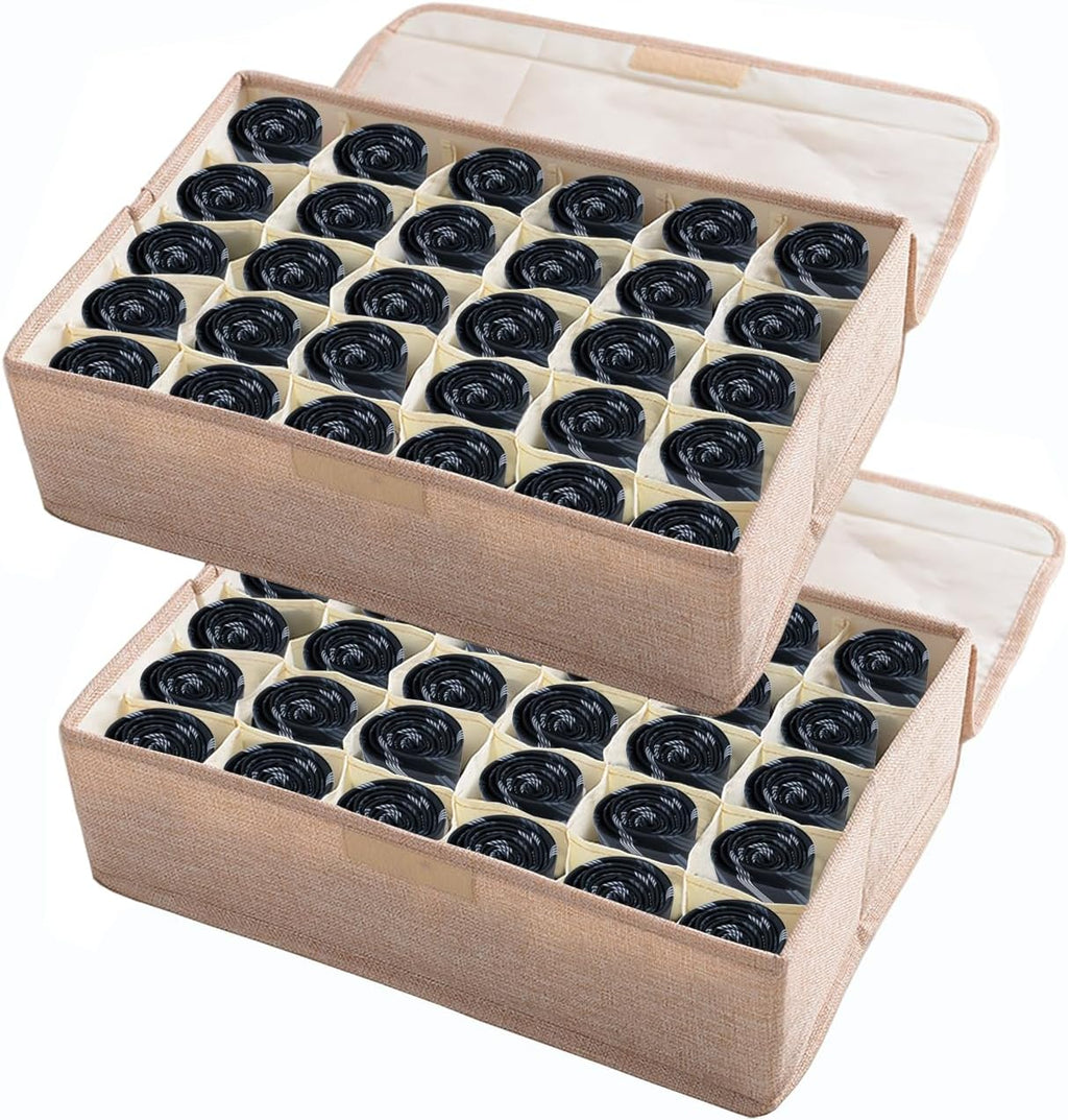AARAINBOW 2 Packs Underwear Socks Ties Storage Organizer with Lids