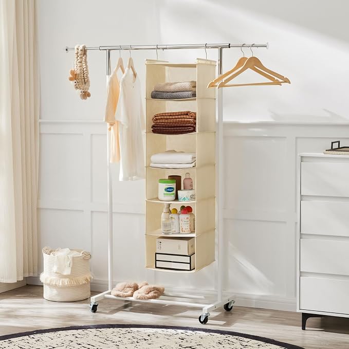 MAX Houser 6 Tier Shelf Hanging Closet Organizer, Cloth Hanging Shelf - Image 2