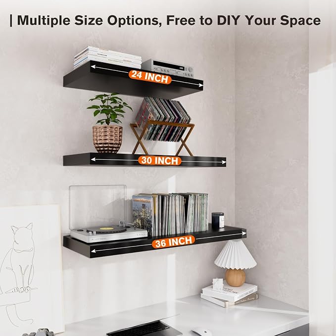 Floating Shelf, 36 in W x 12.75 in D x 2 in H Wooden Floating Wall Shelf - Image 7