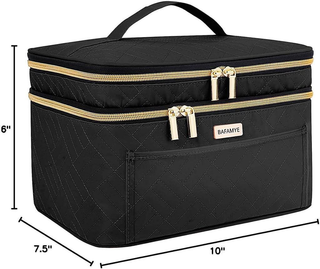 8.8L Double Layer Travel Makeup Bag Women, Large Cosmetic Case