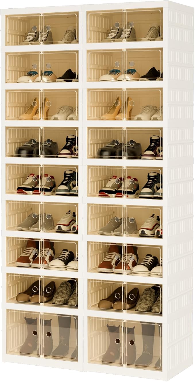 Foldable Shoe Organizer Storage Box Set of 2, Portable Extra Large Folding Shoe - Image 9