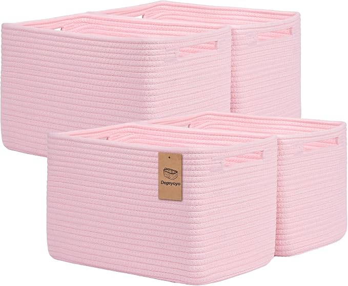 Storage Baskets for Organizing, 4 Pack Storage Baskets for Shelves, Woven by Degeyoyo