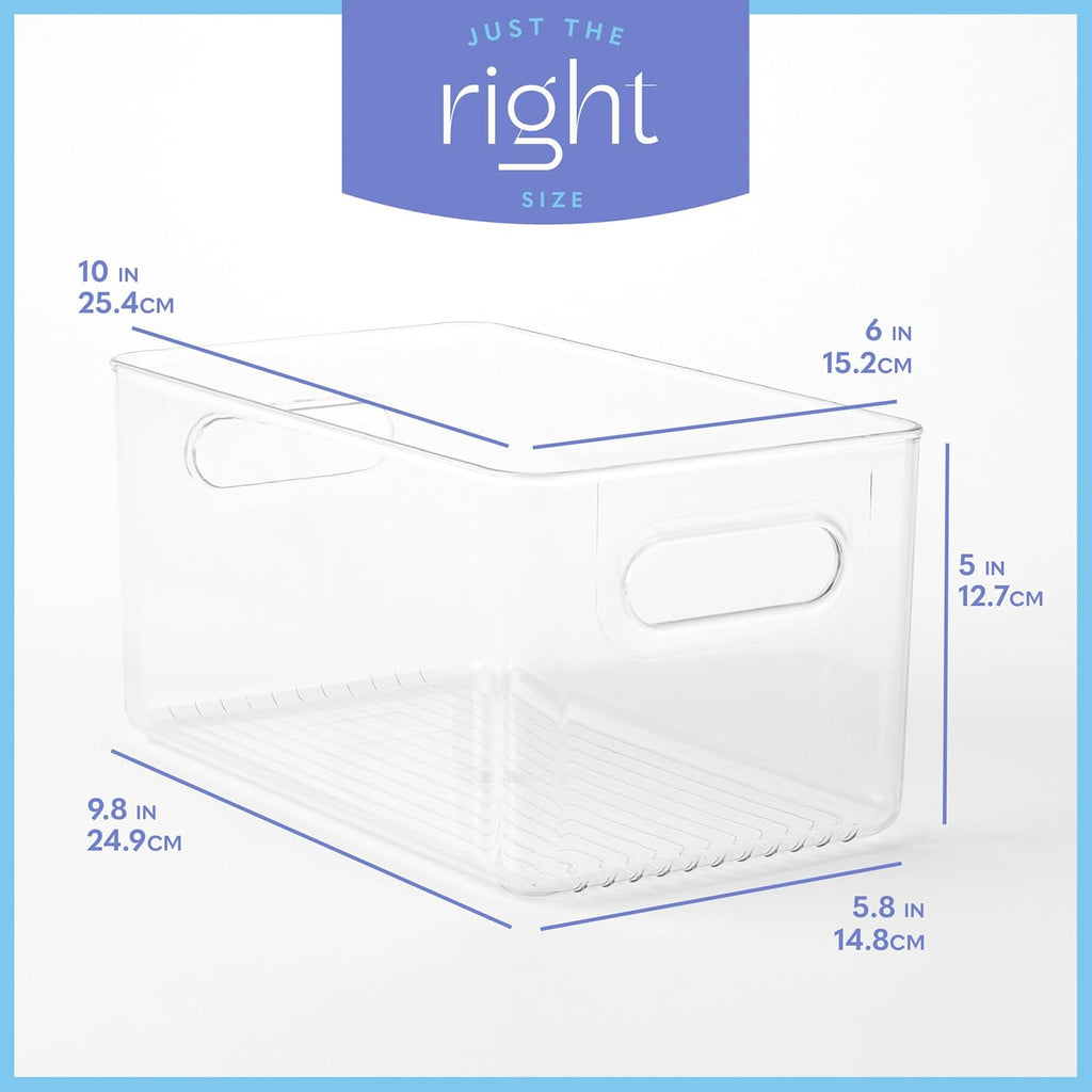 Plastic Food Storage 2 Pack Clear Container Bin with Handles for