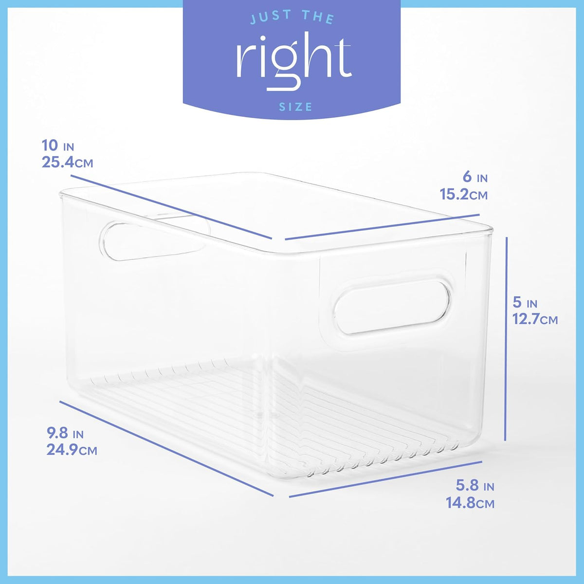 Plastic Food Storage 2 Pack Clear Container Bin with Handles for