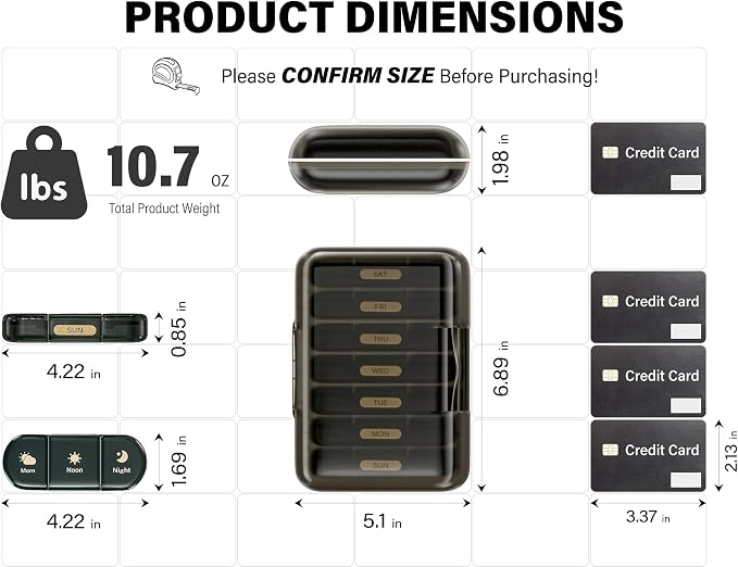 Weekly Pill Organizer 3X a Day, 7 Day Pill Box 3 Times, Portable - Image 6