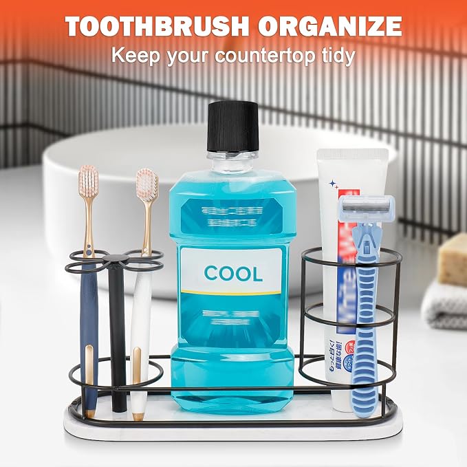HarJue Toothbrush Holder Stand for Bathroom, Metal Toothbrush Organizer - Image 4