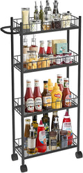 Utility Slim Storage Cart, 4-Tier Storage Cart, Narrow Cart by Daarcin