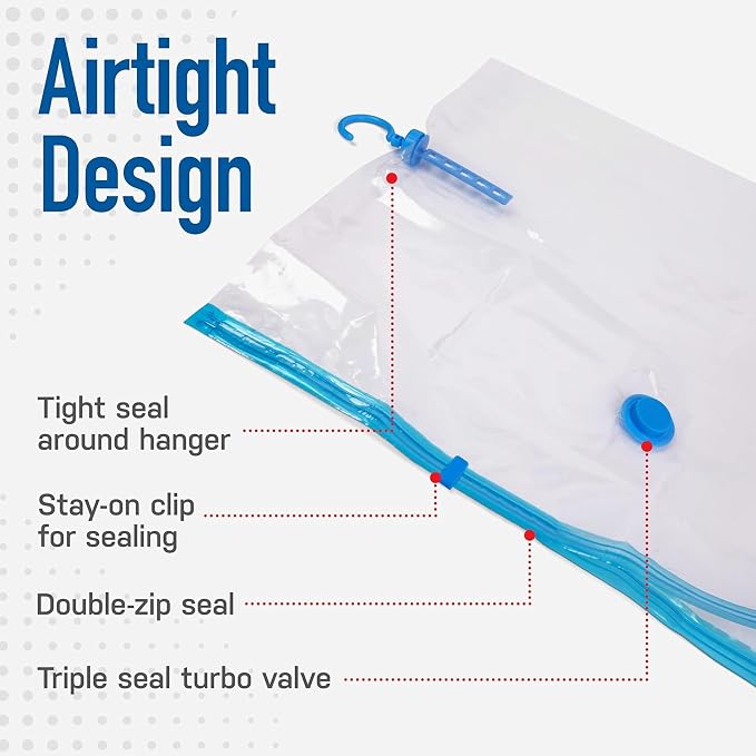 4 Pack Hanging Vacuum Storage Bags - Image 5
