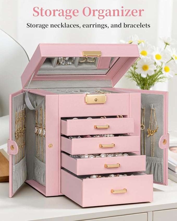 TORIBIO Jewelry Box for Women, Leather Jewelry Organizer - Image 3